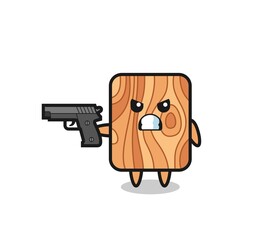 the cute plank wood character shoot with a gun