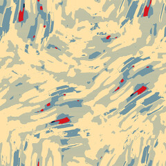 Fun yellow blue red abstract seamless texture. Modern retro swim wear fashion all over print. Coastal living cushion cover design or beach cottage fabric background. High quality jpg batik swatch.