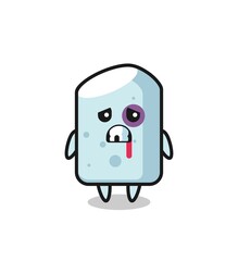 injured chalk character with a bruised face
