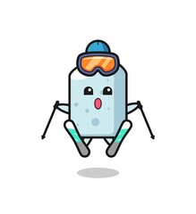chalk mascot character as a ski player