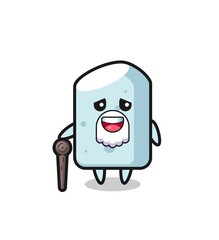 cute chalk grandpa is holding a stick
