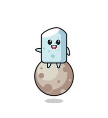 illustration of chalk cartoon sitting on the moon
