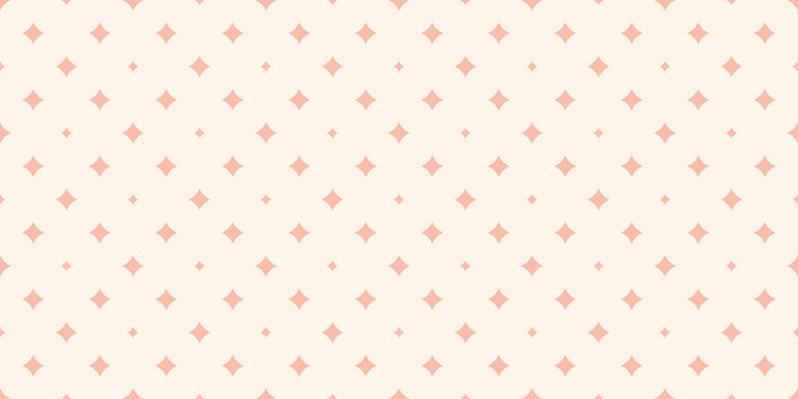 Simple vector seamless pattern with small diamond shapes, stars, rhombuses. Subtle abstract pink and white geometric texture. Elegant minimal repeat background. Repeat design for decor, wallpapers