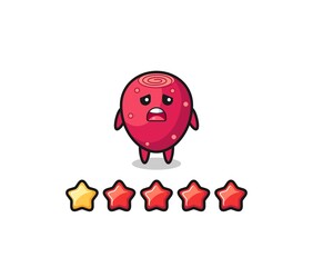 the illustration of customer bad rating, prickly pear cute character with 1 star