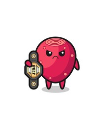 prickly pear mascot character as a MMA fighter with the champion belt