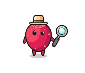 the mascot of cute prickly pear as a detective