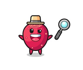 illustration of the prickly pear mascot as a detective who manages to solve a case