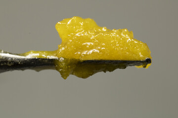 Macro shot of the details on a cannabis extract