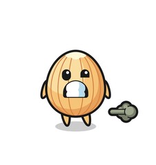 the illustration of the almond cartoon doing fart