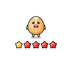 the illustration of customer bad rating, almond cute character with 1 star