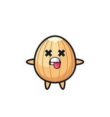 character of the cute almond with dead pose
