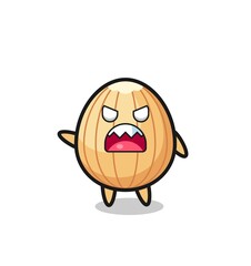 cute almond cartoon in a very angry pose