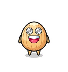 cute almond character with hypnotized eyes
