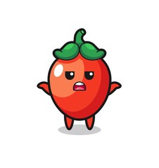 chili pepper mascot character saying I do not know