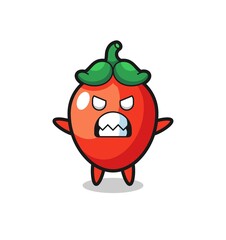 wrathful expression of the chili pepper mascot character