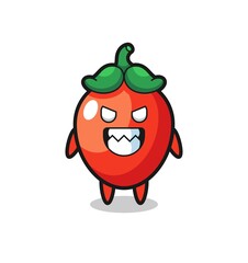 evil expression of the chili pepper cute mascot character
