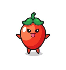 naughty chili pepper character in mocking pose