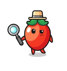 chili pepper detective character is analyzing a case