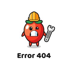 error 404 with the cute chili pepper mascot
