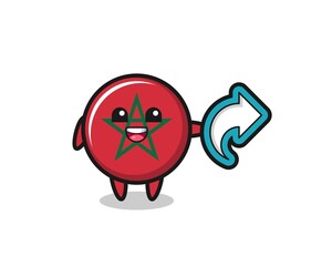 cute morocco flag hold social media share symbol