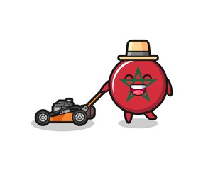 illustration of the morocco flag character using lawn mower
