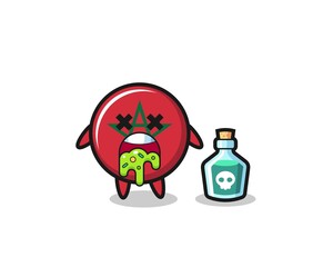 illustration of an morocco flag character vomiting due to poisoning