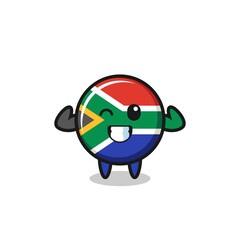 the muscular south africa flag character is posing showing his muscles