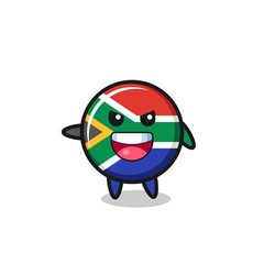 south africa flag cartoon with very excited pose