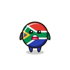 south africa flag illustration with apologizing expression, saying I am sorry