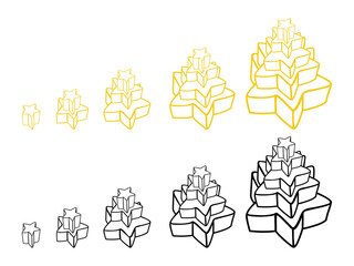 3D Five Stars Rating Vector Icon. 5 Gold Stars Rating. Customer Feedback Ranking System.