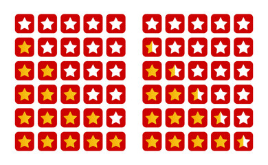 Five Stars Modern Rating Vector Icon. 5 Red Stars Rating. Customer Feedback Ranking System.