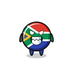 evil expression of the south africa flag cute mascot character