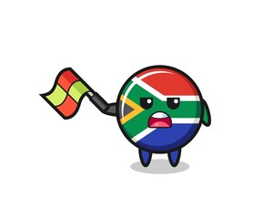 south africa flag cartoon as the line judge hold the flag up at a 45 degree angle