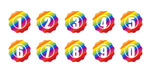 Obraz premium Colorful Numeric Badge Icon in Trendy Flat Style Isolated Vector Illustration.