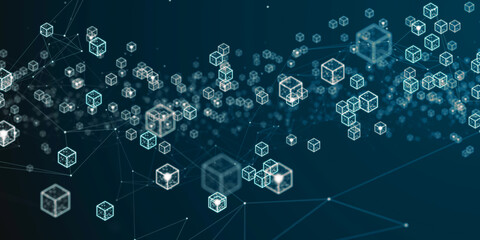 Blockchain supply chain business smart contract solution network protocol - illustration rendering