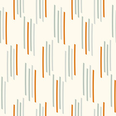 Natural chic boho stripe seamless pattern in ditzy style. Hand drawn organic fashion print. Modern summer nature ticking in trendy vintage country cottagecore color. 