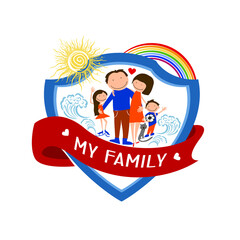 Family - template logo design. Vector illustration sign. Family emblem.