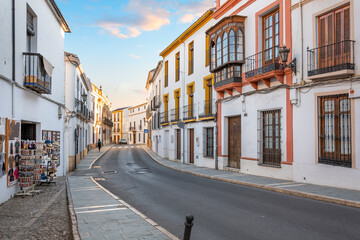 One of the traditional streets of homes and small shops in the historic old town of the Andalusian...