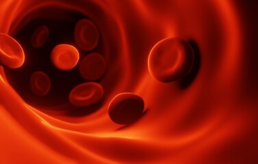 3d render. abstract medical background. blood cells in the vessel. 3d illustration