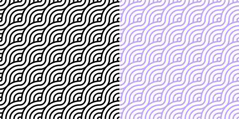geometric seamless background with a pattern consisting of a sequence of overlapping waves, circles and squares of different warm colors. A recurring geometric theme.