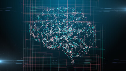 AI Artificial intelligence digital brain big data deep learning computer machine - illustration rendering
