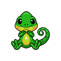 Cute little chameleon cartoon sitting
