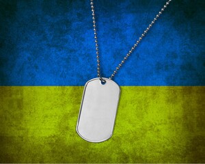 Ukrainian flag on a background wall in relation to their current war.