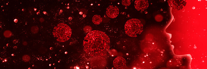 Corona virus background, pandemic risk concept. 3D illustration