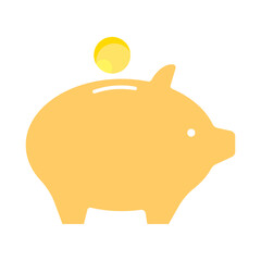 Yellow pig piggy bank. Save savings. Business concept. Vector illustration. stock image. 
