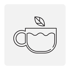tea leaf cup icon. Plant leaf sign. Logo symbol. Fresh mint leaf. Vector illustration. stock image.