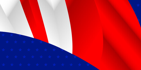 Red, white and blue background with star