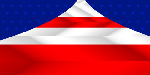 Red, white and blue background with star