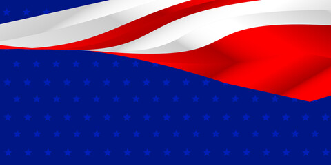 Red, white and blue background with star