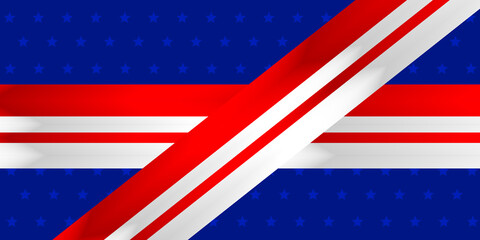 Red, white and blue background with star